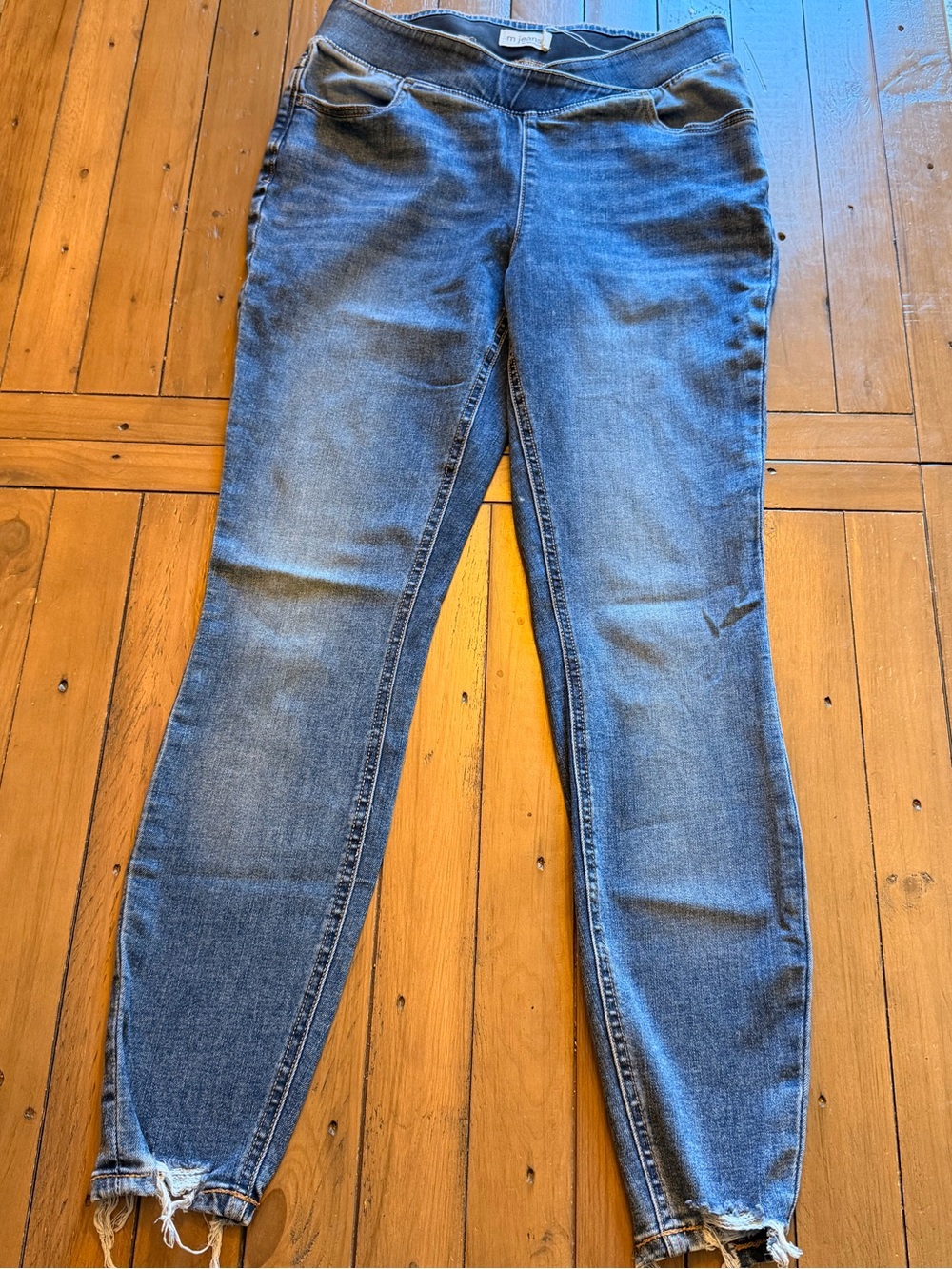 M Jeans by Maurice’s High-Rise Pull On Skinny Jeans with Frayed Hem - M Long